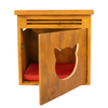 FurryLiving Meraki Cabinet with Cushion for Small Dogs and Cats (Honey/Red Cushion) Both-Furniture FurryLiving Dropship