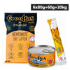 Smudges Tuna Flakes Shrimp & Pumpkin Wet Food and Little Licks Chicken & Cheese Treats and Bentonite Litter for Cats Cats-Wet Food Smudges 6x80g+60g+20kg