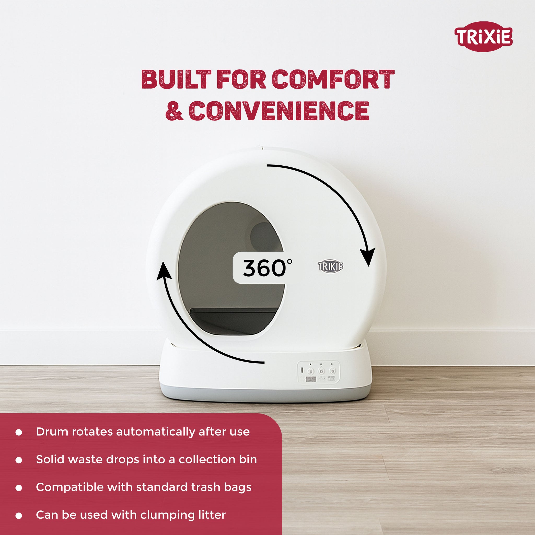 Trixie Automatic Self Cleaning Litter Tray for Cats (White) Litter Supplies Trixie Dropship