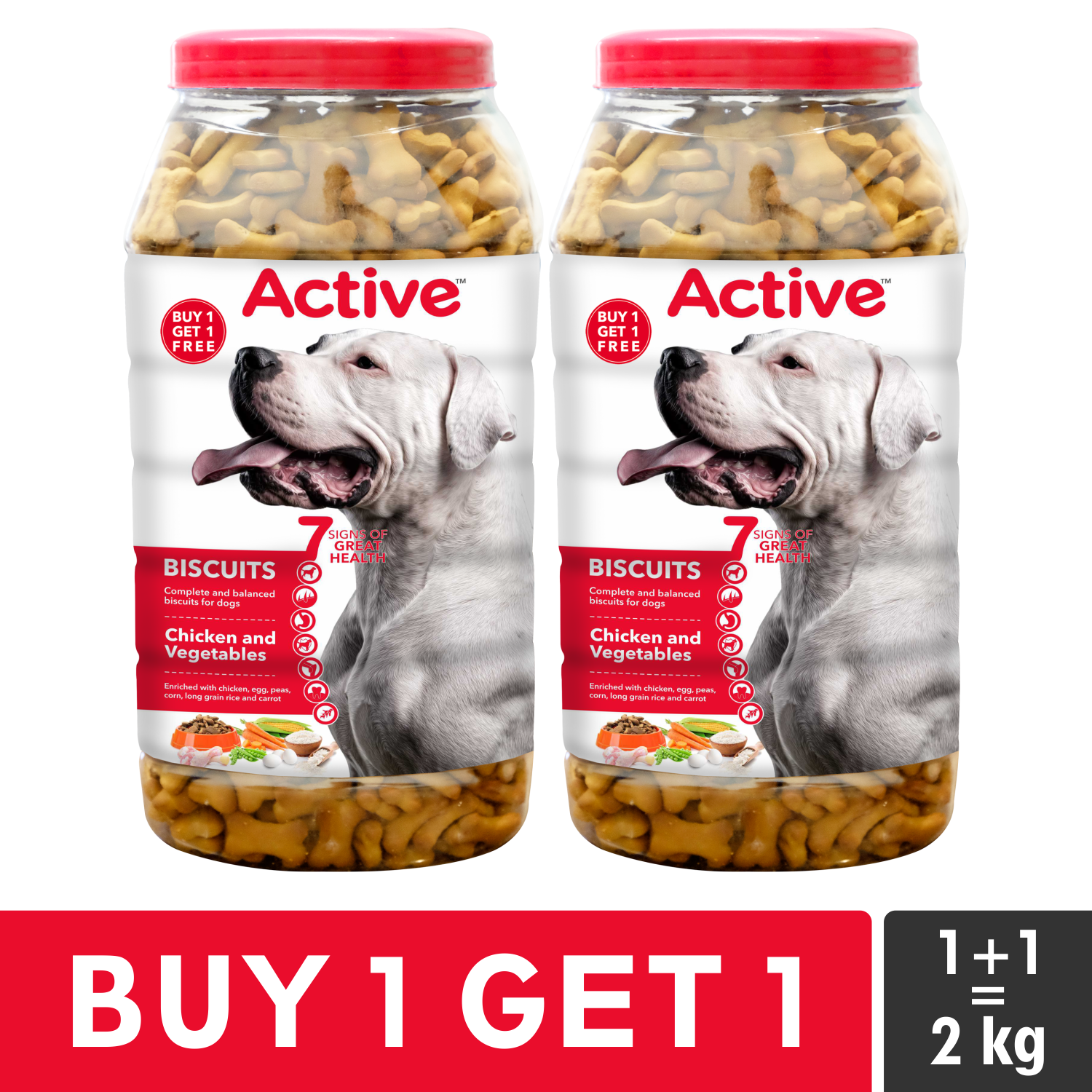 Active Chicken Flavour Biscuit Dog Treats Dog Treats + Others Active 1kg+1kg