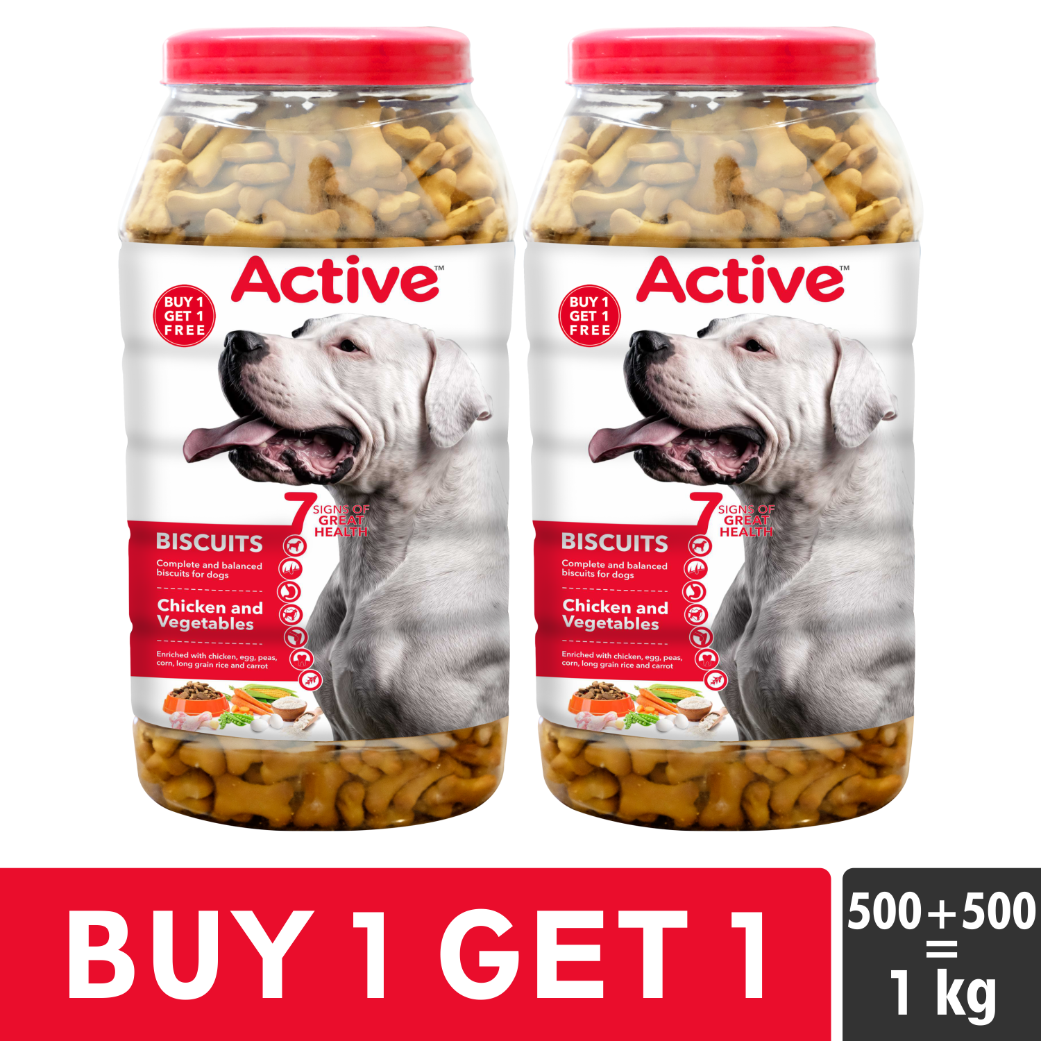 Active Chicken and Vegetables Biscuit Dog Treats (Buy 1 Get 1) Dog Treats + Others Active 500g+500g