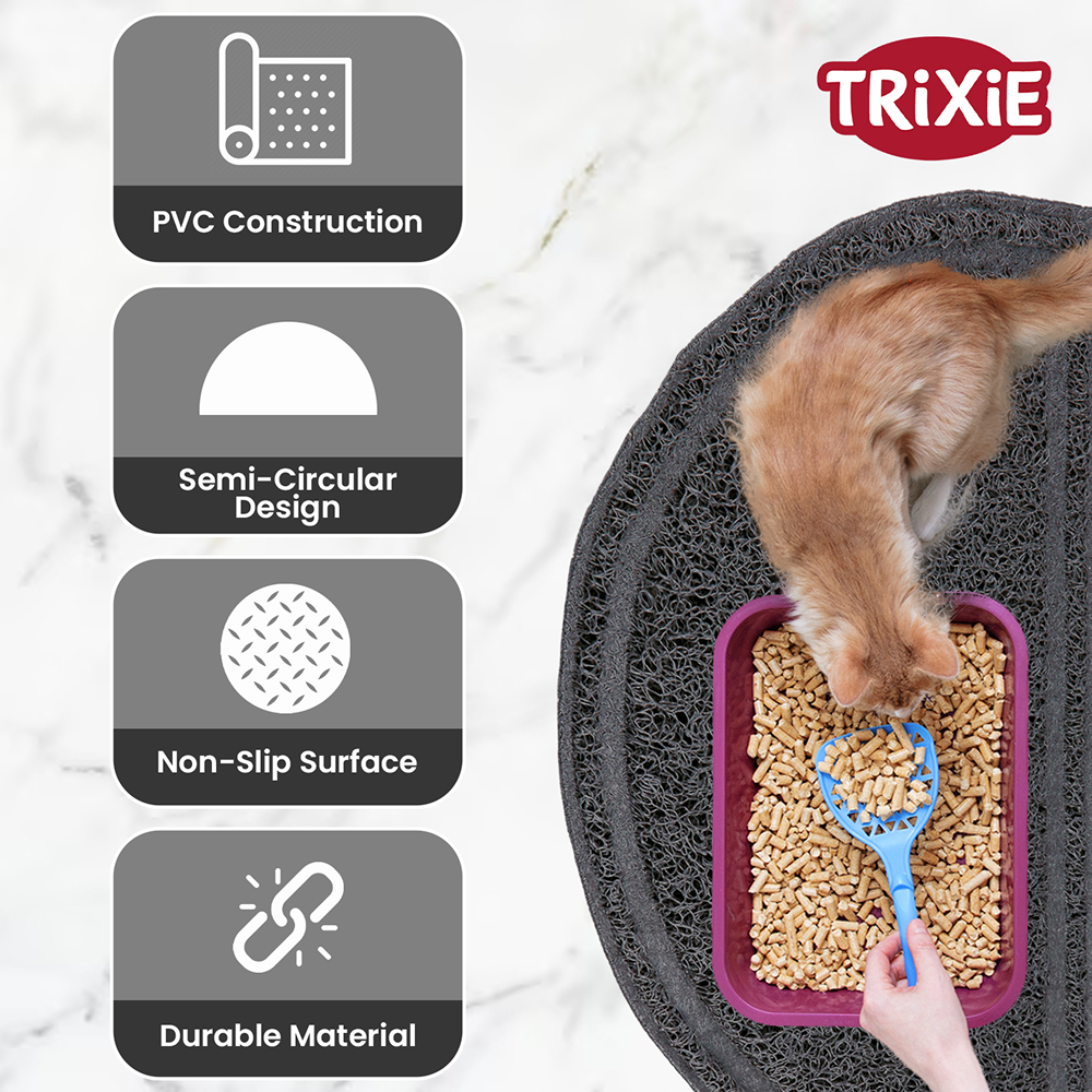 Trixie Litter Semi Circular Tray Mat for Cats (Anthracite) Litter Supplies Trixie