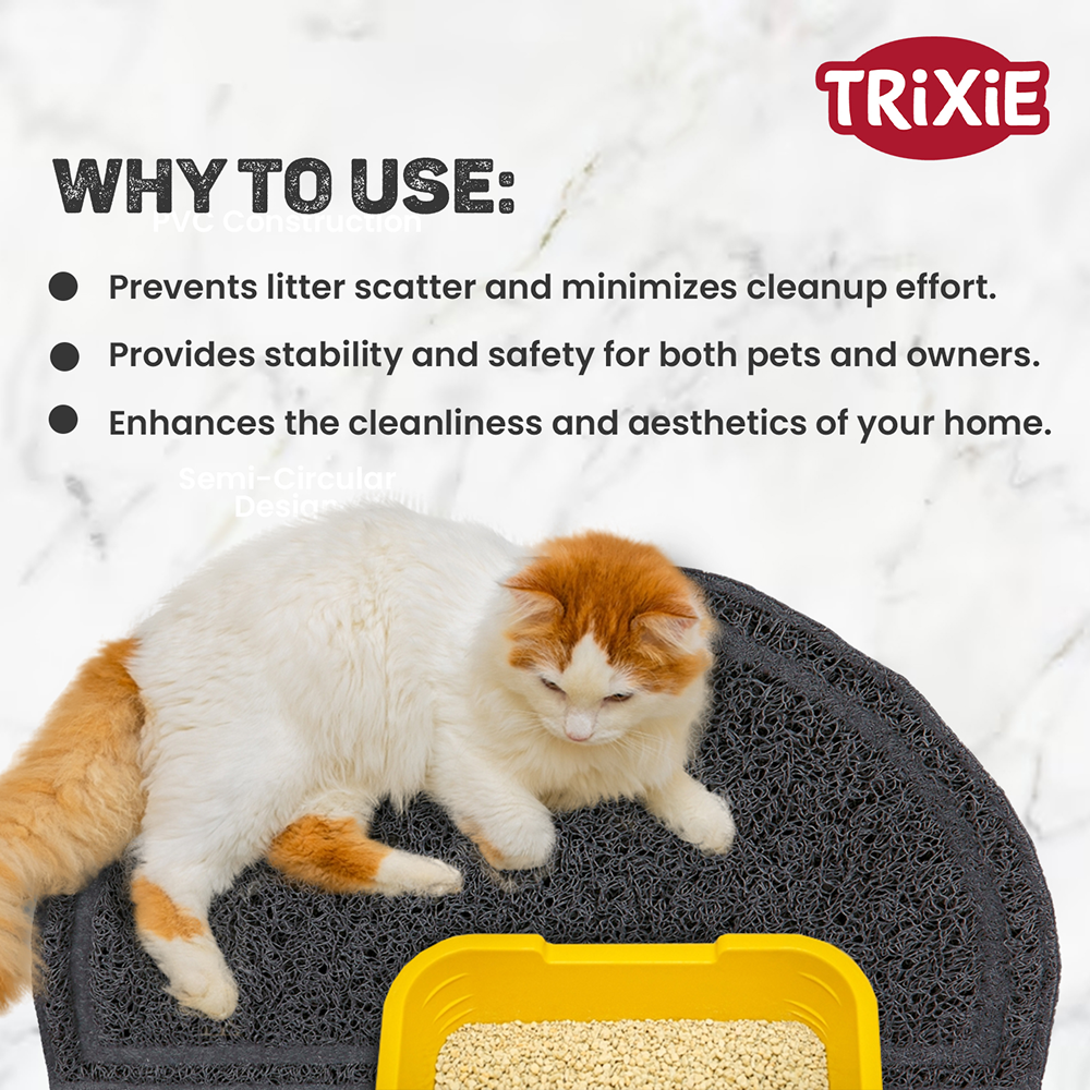 Trixie Litter Semi Circular Tray Mat for Cats (Anthracite) Litter Supplies Trixie