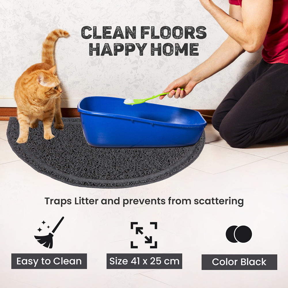 Trixie Litter Semi Circular Tray Mat for Cats (Anthracite) Litter Supplies Trixie