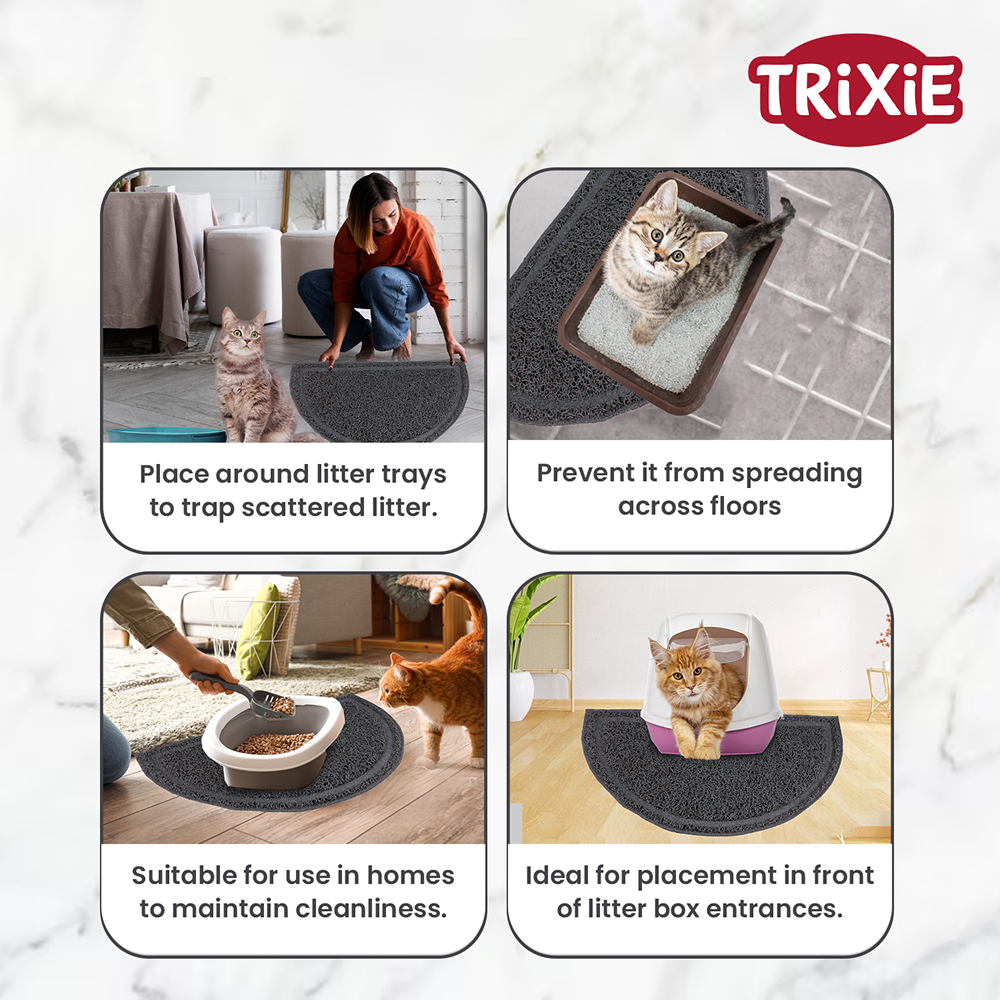 Trixie Litter Semi Circular Tray Mat for Cats (Anthracite) Litter Supplies Trixie