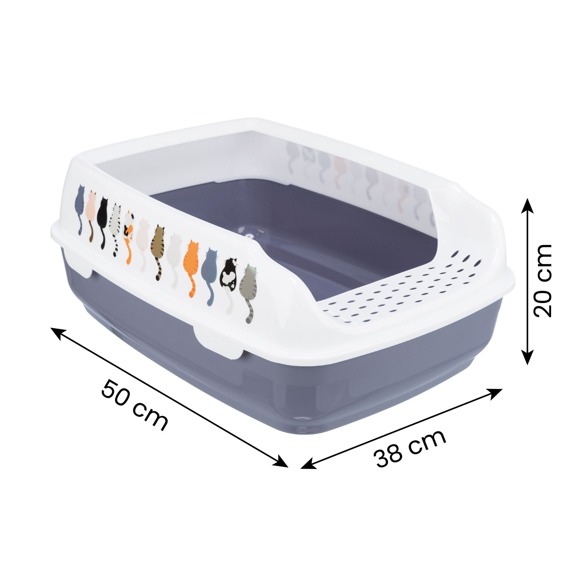 Trixie Delio Litter Tray with Rim for Cats (Grey/White) Litter Supplies Trixie