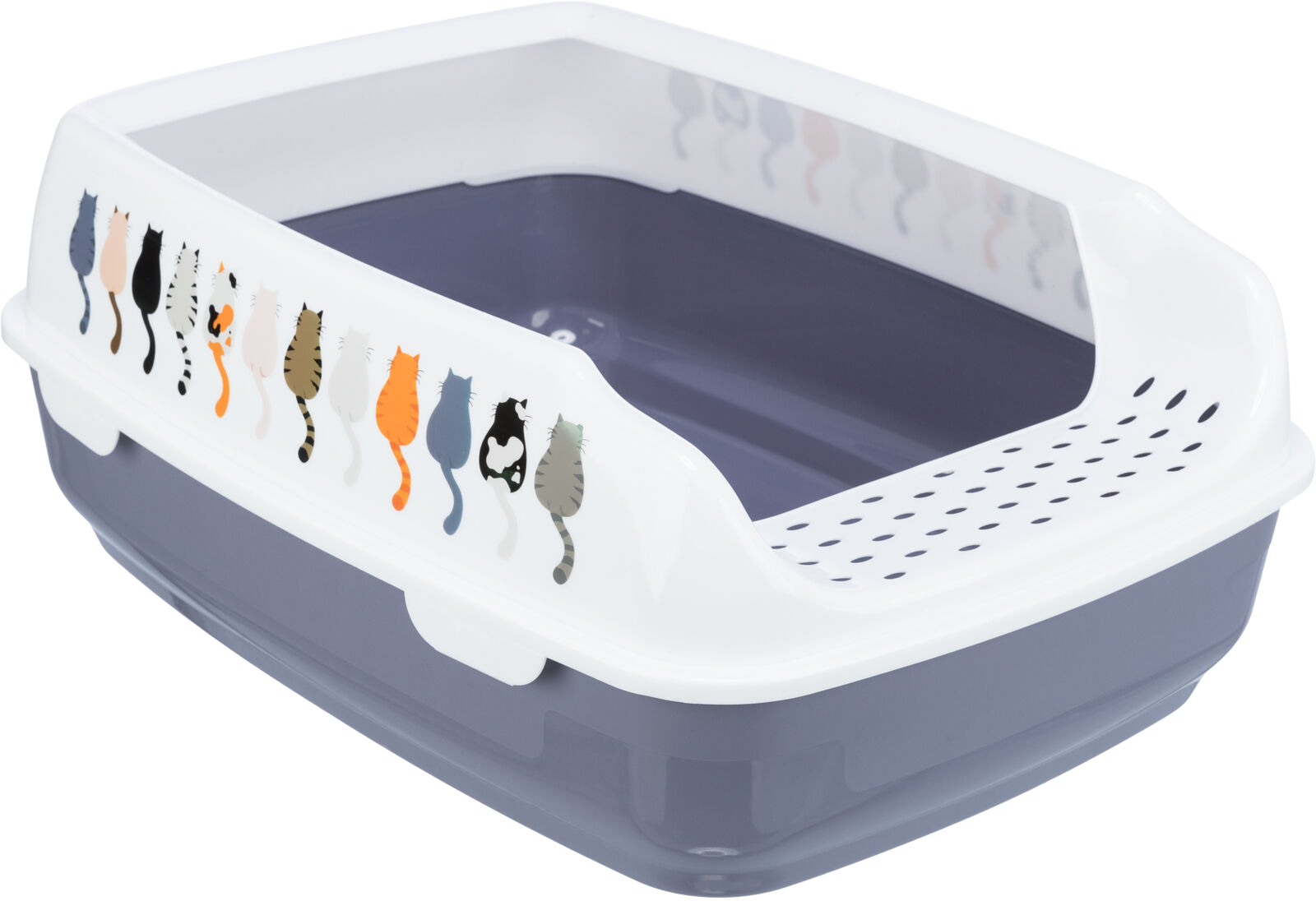 Trixie Delio Litter Tray with Rim for Cats (Grey/White) Litter Supplies Trixie 38 × 20 × 50 cm