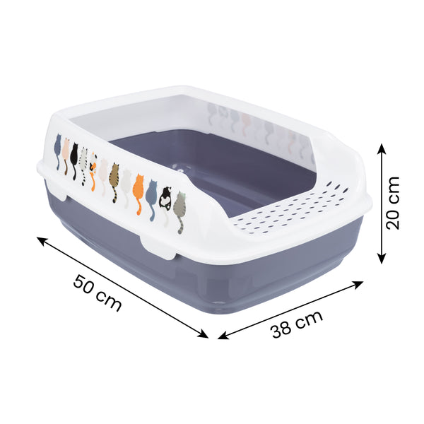 Trixie Delio Litter Tray with Rim for Cats (Grey/White)