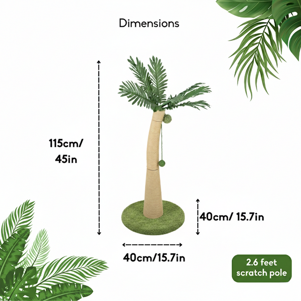 FurryLiving Coconut Tree Scratching Post with Hanging Ball Toy for Cat