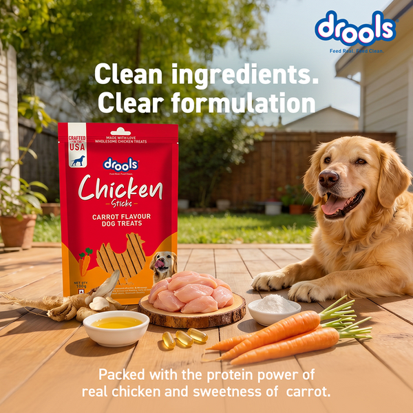 Drools Carrot Flavour Chicken Sticks Treat for Dogs