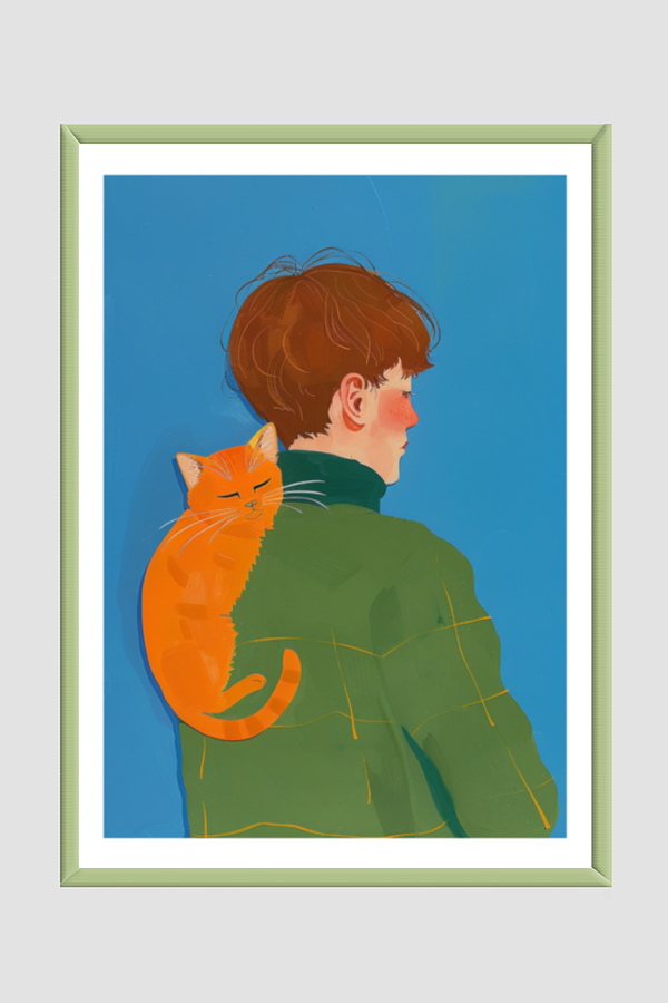 EverythingBoho The Purrfect Cat Dad Wall Art (Olive Green)