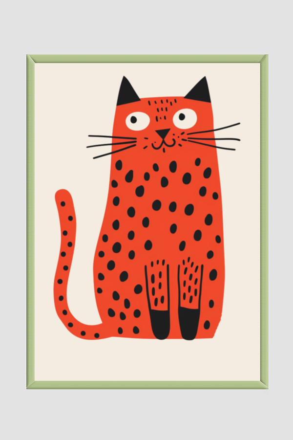 EverythingBoho Cutie Cat Wall Art (Olive Green)