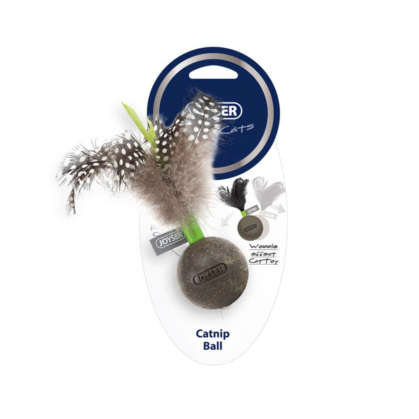 Joyser Cat Catnip Ball with Feather for Cats (Brown/Green)