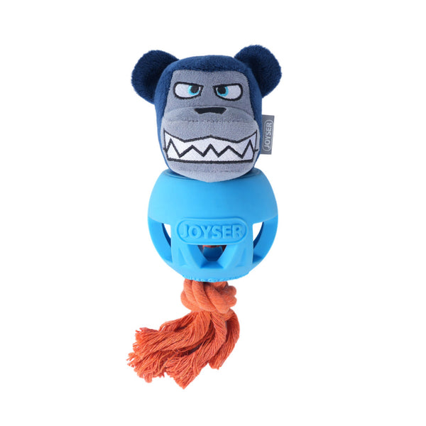 Joyser Cageball Rubber Ball with Bear for Dogs (Dark Blue)