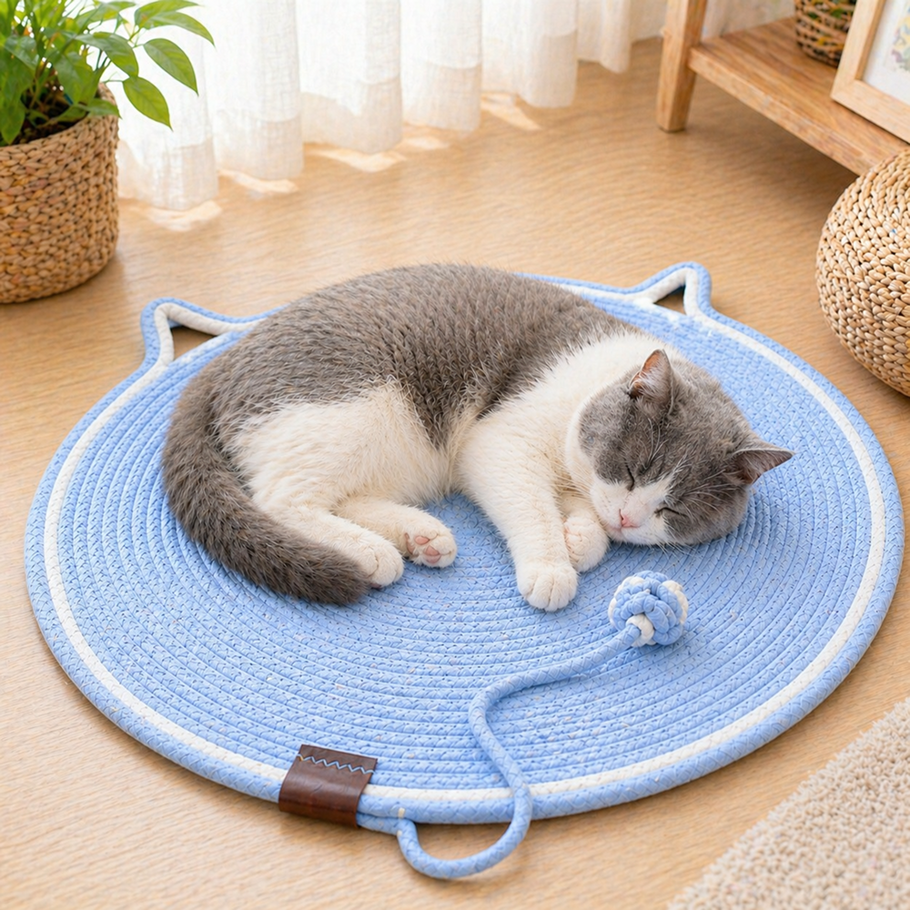 Talking Dog Club Rope Scratching Mat for Cats (Blue) Cats-Toys Talking Dog Club Dropship