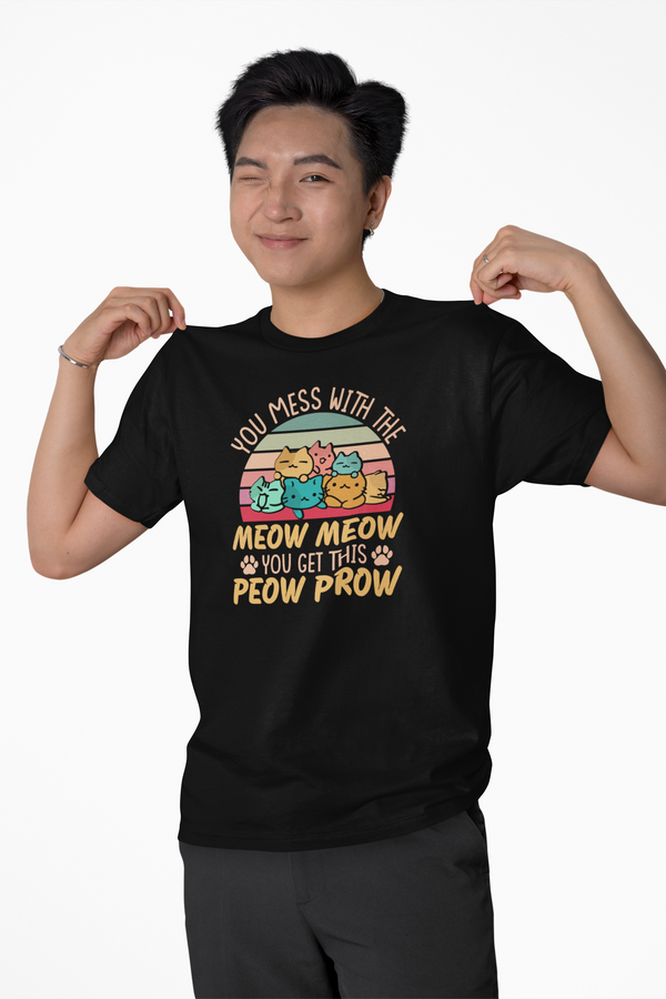 Seek Buy Love Funny Cat Lover Regular Tshirt (Black)