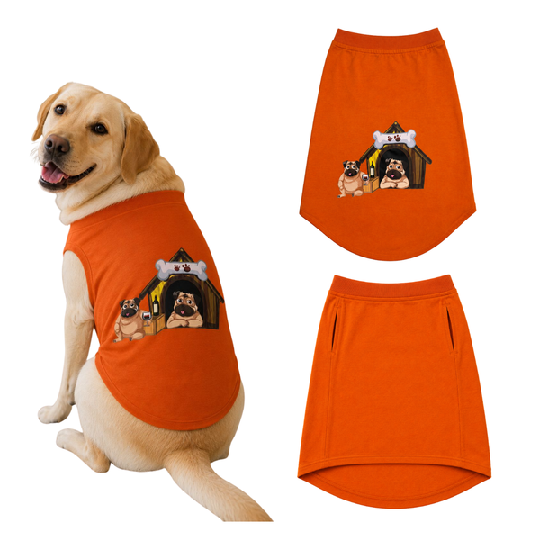 PetSnugs 100% Korean Cotton Premium Printed T Shirt for Dogs & Cats (Orange)