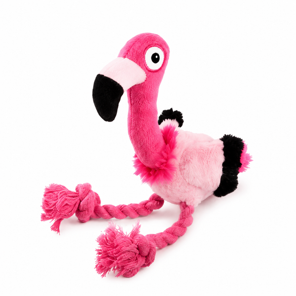 Talking Dog Club Flamingo Ultrasonic Plush & Rope Toy for Dogs