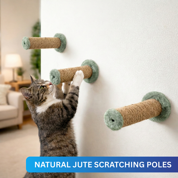 Furrlovers Wall Mounted Scratching Pole with Natural Jute for Cats (Green)