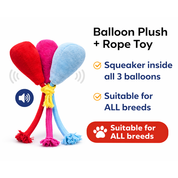 Pawgypets Balloon Plush with Rope Toy for Dogs