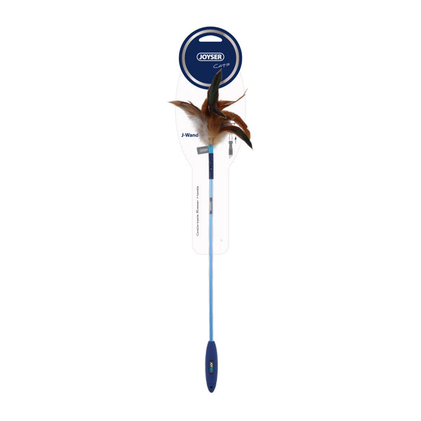 Joyser Cat Teaser Wand with Feather for Cats (Blue)