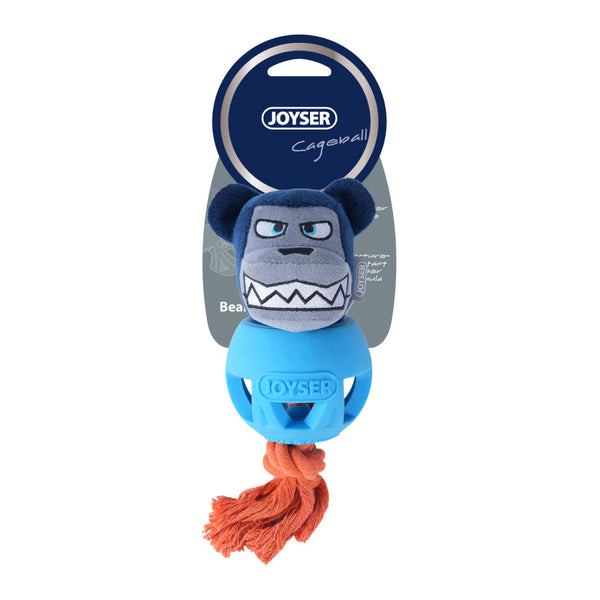 Joyser Cageball Rubber Ball with Bear for Dogs (Dark Blue)