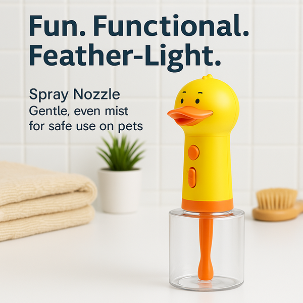 Talking Dog Club Oh Duck Shampoo Dispenser Spray with Free Bath brush for Dogs and Cats (Yellow)