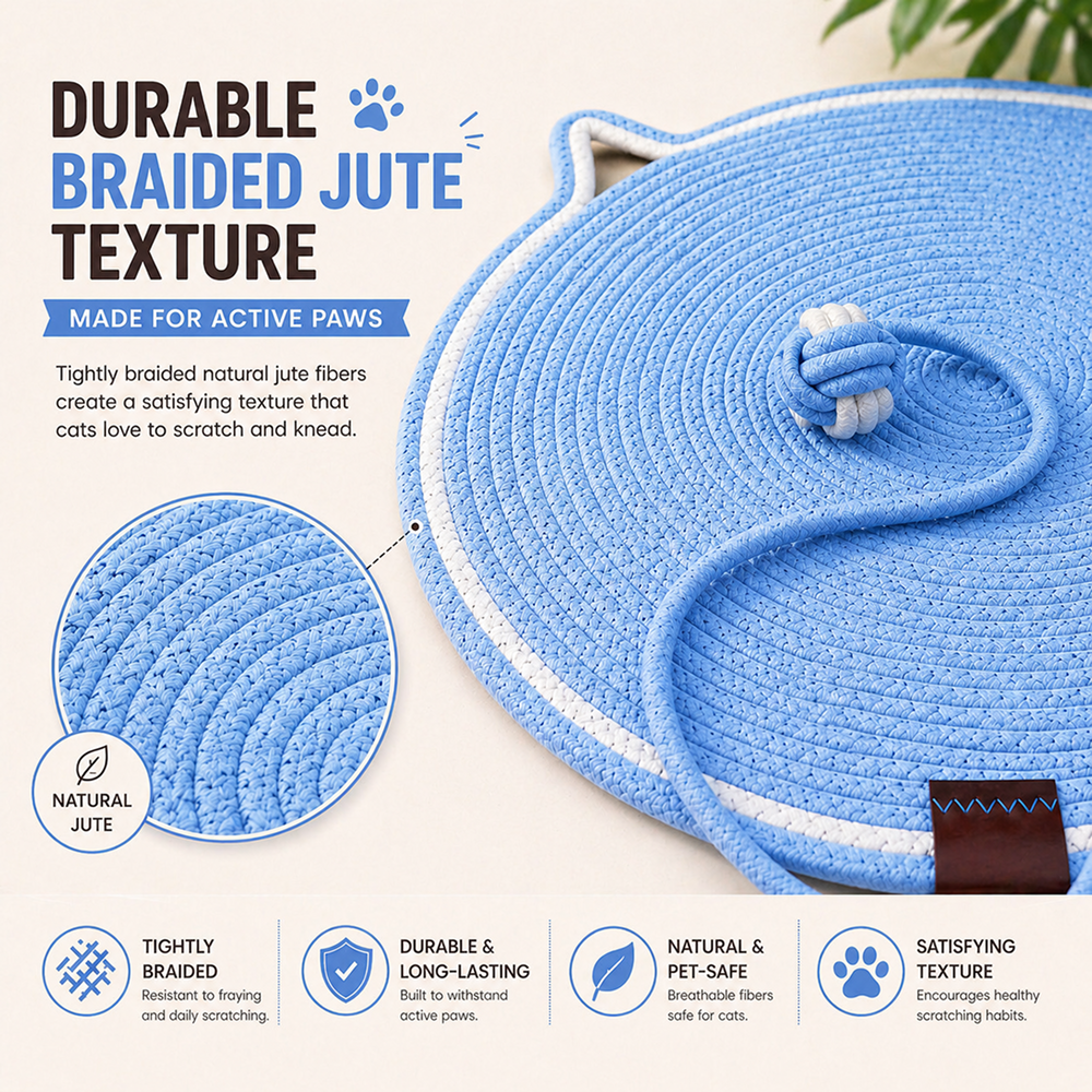 Talking Dog Club Rope Scratching Mat for Cats (Blue) Cats-Toys Talking Dog Club Dropship