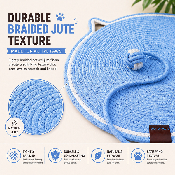 Talking Dog Club Rope Scratching Mat for Cats (Blue)