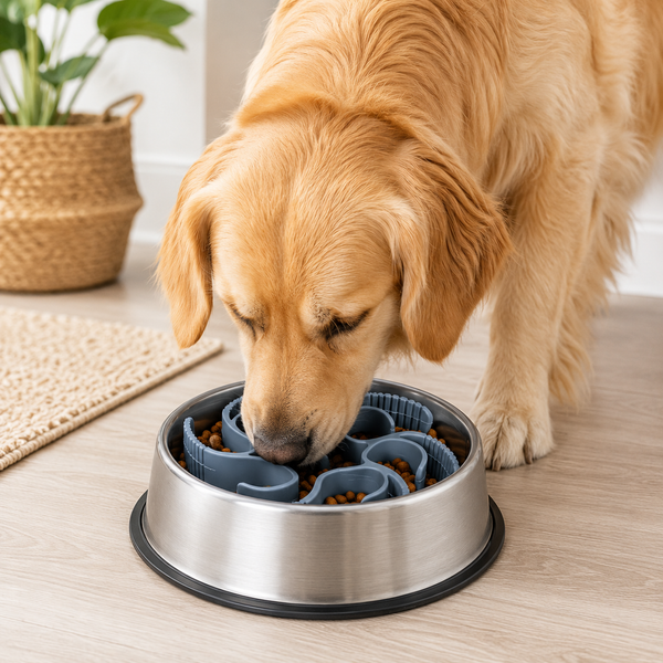 Talking Dog Club Universal Silicone Slow Feeder Bowl Attachment for Dogs and Cats (Grey)