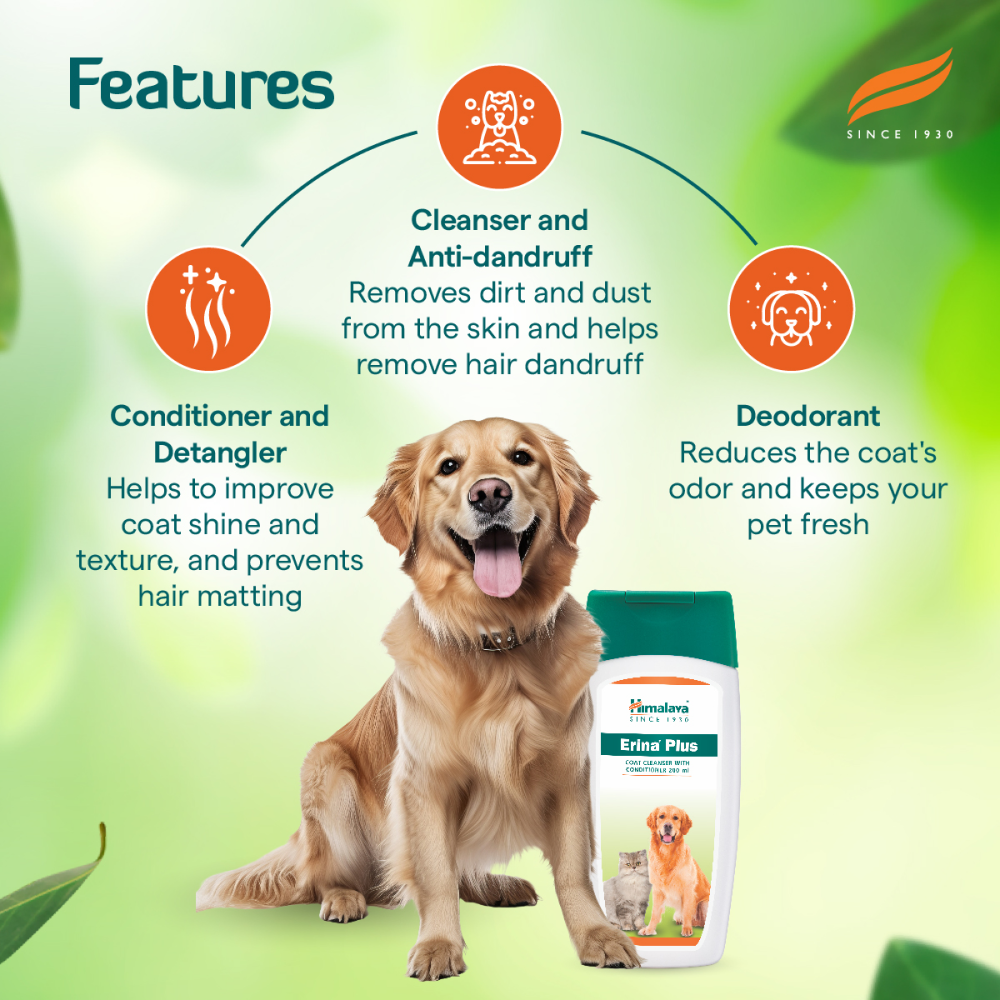 Himalaya Erina Plus Coat Cleanser with Conditioner for Dogs and Cats (Limited Shelf Life) Dogs-Grooming Supplies Himalaya
