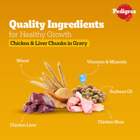 Pedigree PRO Large Breed Puppy Dry Food, Pedigree Chicken Liver Gravy Adult Dog Wet Food Combo Exclusive Combo Exclusive Combo