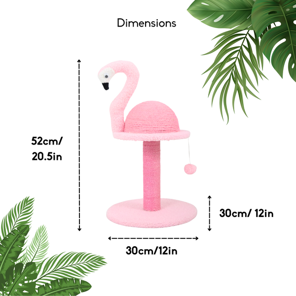 FurryLiving Flamingo Cat Scratching Post Scratcher with Hanging Ball Toy