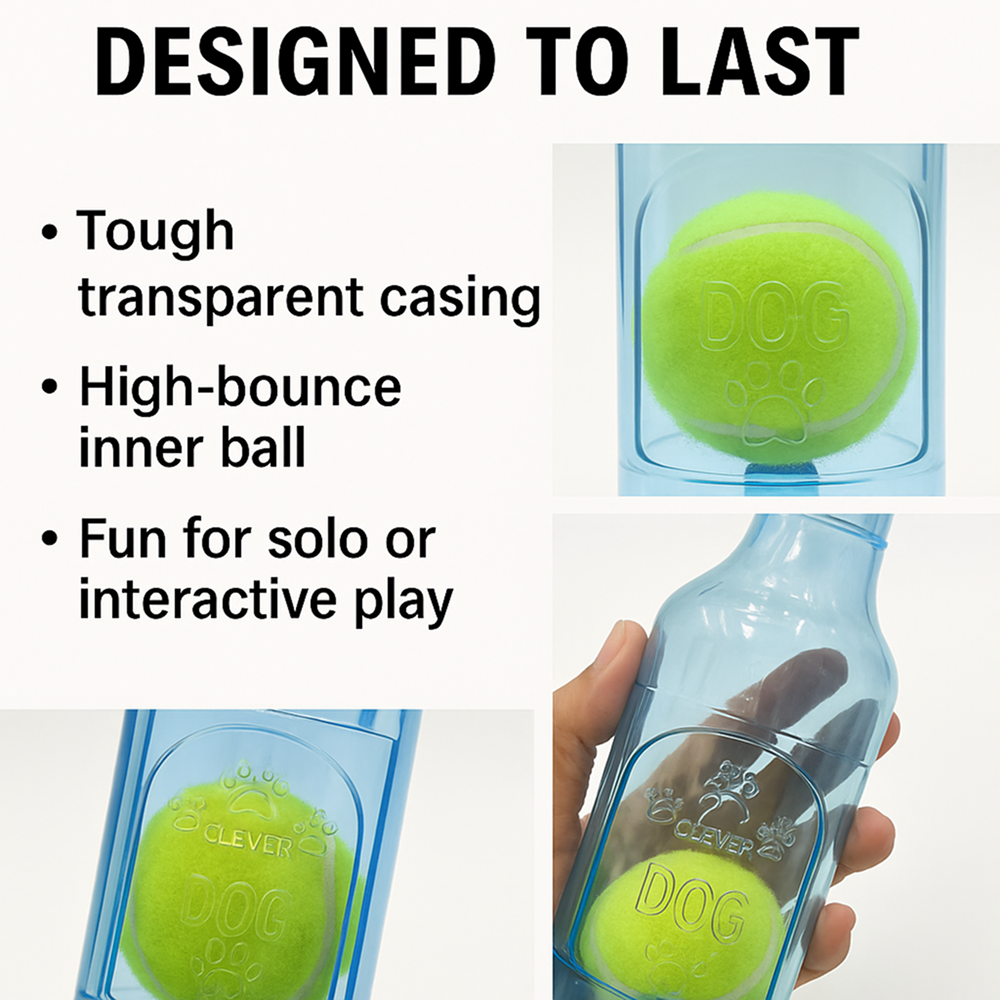 Talking Dog Club Ball in Bottle Rubber Chew Toy for Dogs (Blue) Dogs-Toys Talking Dog Club Dropship