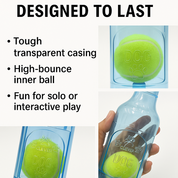 Talking Dog Club Ball in Bottle Rubber Chew Toy for Dogs (Blue)