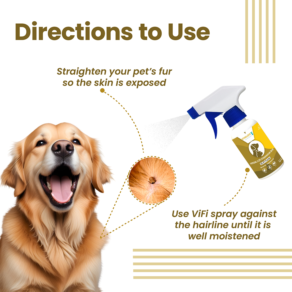Vivaldis Vi-Fi Forte Spray (Fipronil) Tick & Flea Control for Dogs & Cats (100ml) Both-Pharmacy Vivaldis Pharmacy