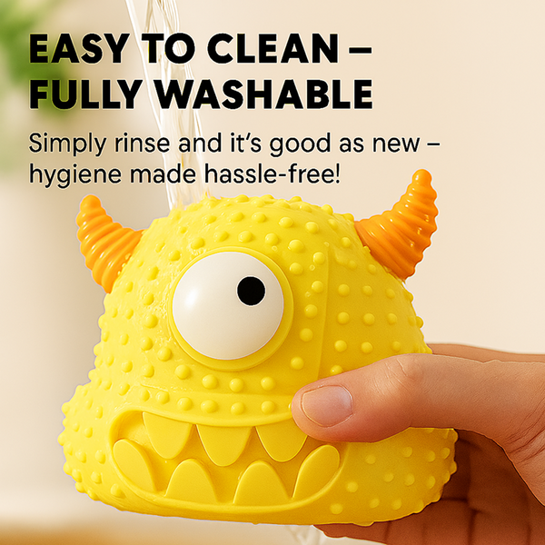 Talking Dog Club Monster Head Tough Rubber Chew Toy for Dogs (Yellow)