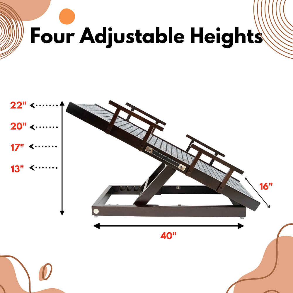 FurryLiving Wooden Ramp with Safety Rails for Dogs and Cats (Dark Brown) Both-Furniture FurryLiving Dropship