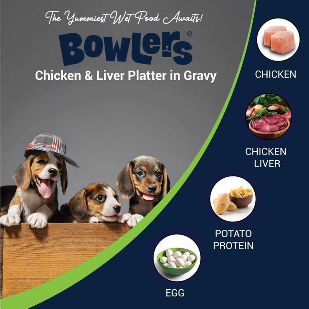 Bowlers Chicken & Milk Nutrimax Puppy Dog Dry and Chicken & Liver Recipe in Gravy Puppy Dog Wet Food Combo Exclusive Combo Bowlers