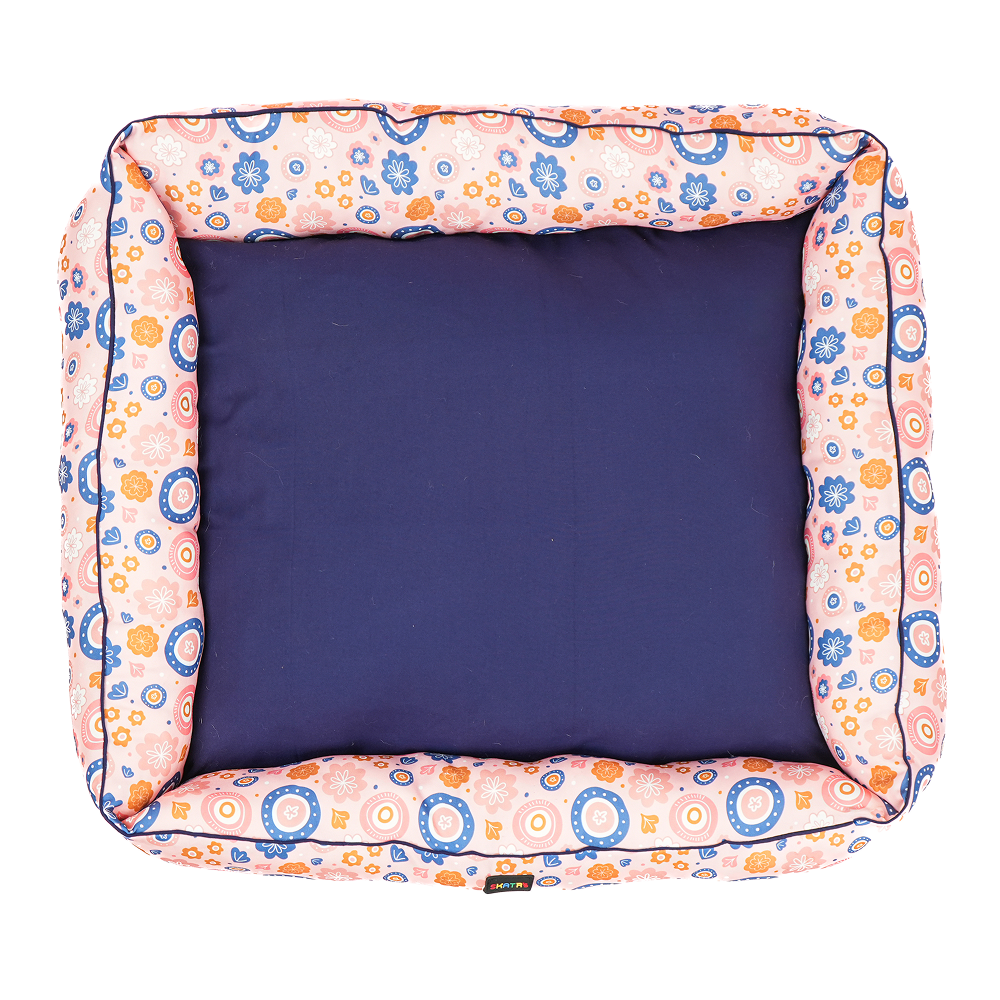 Skatrs Floral Bed for Dogs & Cats (Pink/Blue) Both-Bedding, Mats & Travel Supplies Skatrs