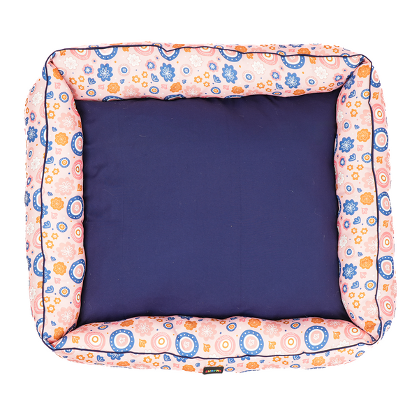Skatrs Floral Bed for Dogs & Cats (Pink/Blue)