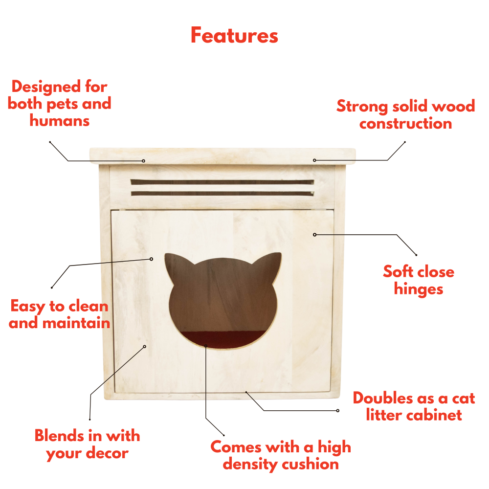 FurryLiving Meraki Cabinet with Cushion for Small Dogs and Cats (Oak/Brown Cushion) Both-Furniture FurryLiving Dropship