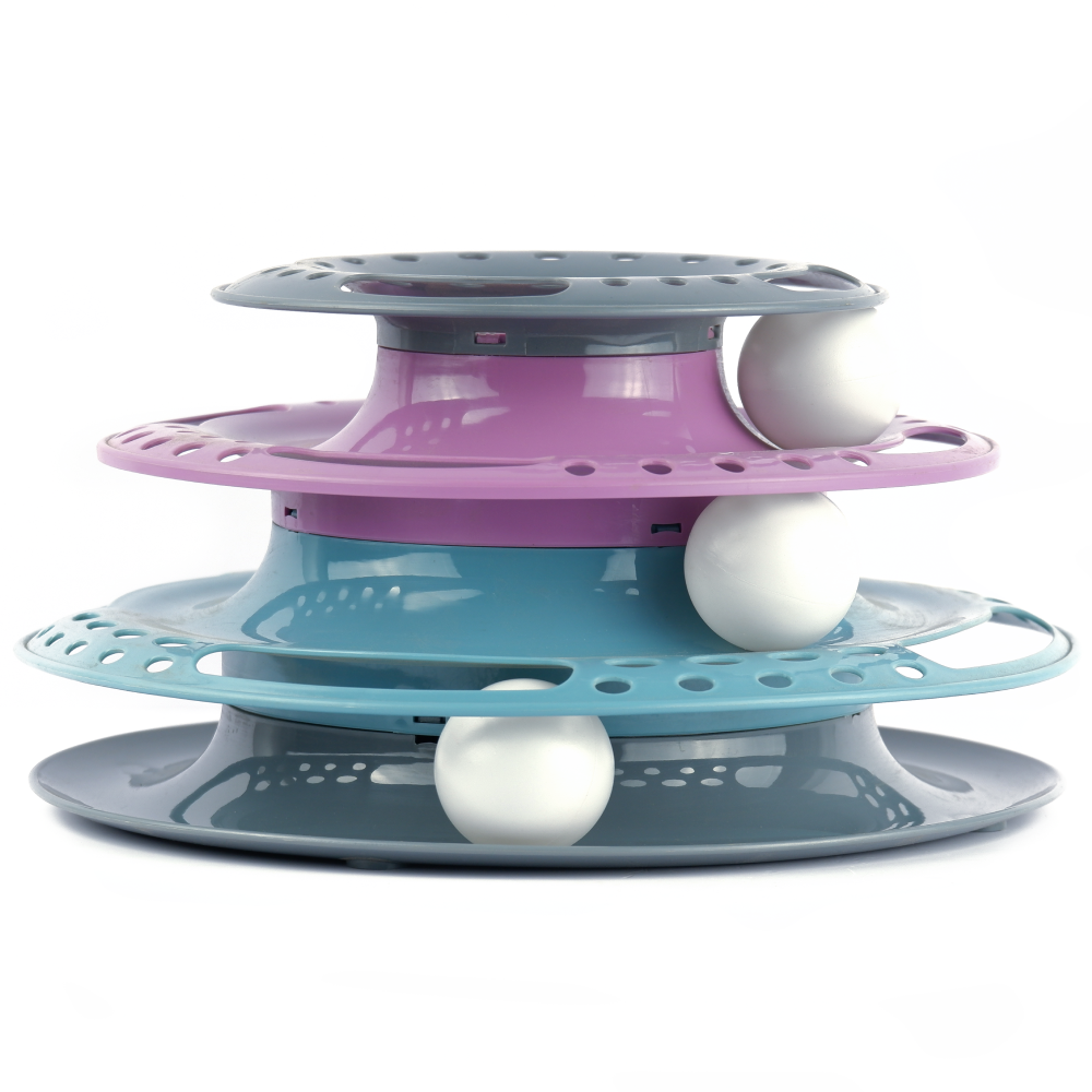 Trixie Circle Tower Catch the Balls Interactive Toy for Cats (Grey/Pink/Blue) Cats-Toys Trixie