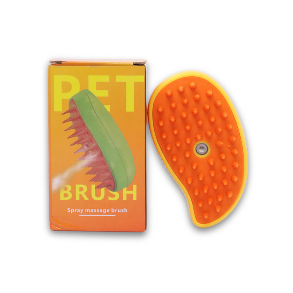 Skatrs Mango Shape Spray Massage Brush for Dogs and Cats (Yellow)