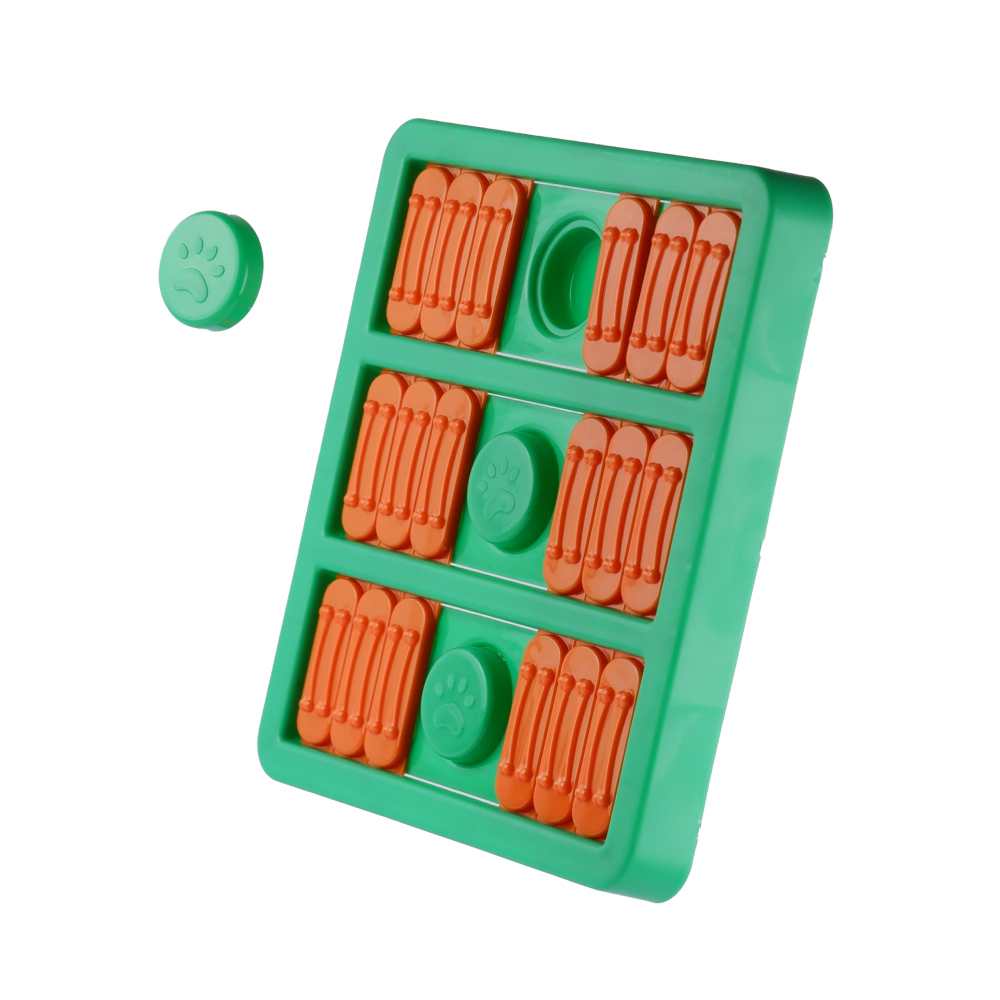 Pet Vogue Slow Feeder Rectangle Shaped Toy for Dogs (Green/Orange)