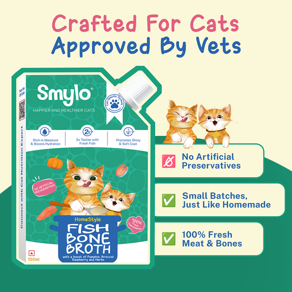 Smylo Hydration Rich Fish with Pumpkin, Broccoli and Raspberry Bone Broth for Cats