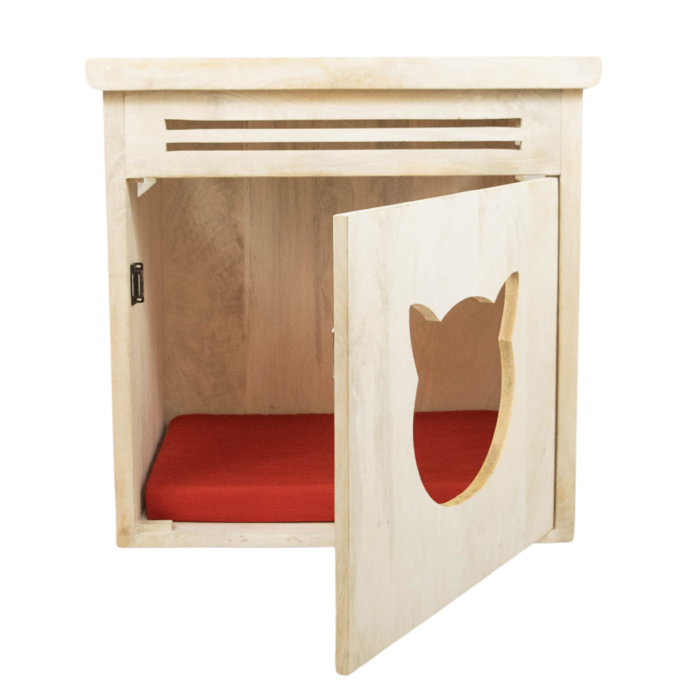 FurryLiving Meraki Cabinet with Cushion for Small Dogs and Cats (Oak)