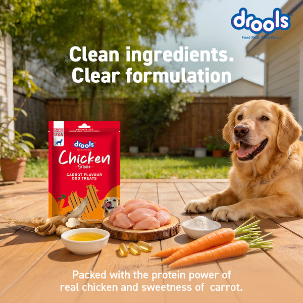 Drools Carrot Flavour Chicken Sticks Treat for Dogs