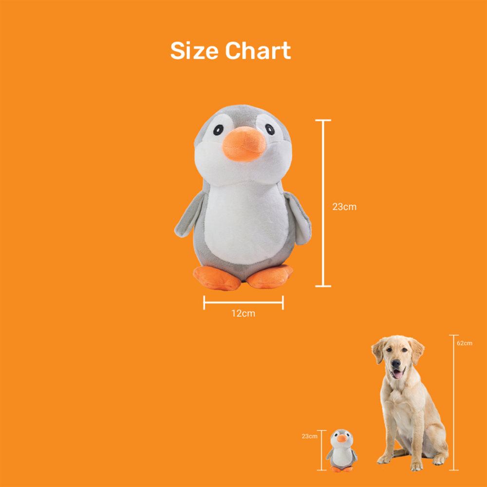 Kibbo Non Toxic Soft Playing Stuffed Penguin Toy for Dogs and Cat (Grey/White) Both-Toys Kibbo