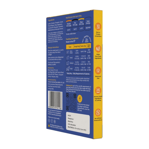 PetStrong Lamb and Blueberry Grain Free Fresh Food for Dogs (100g)